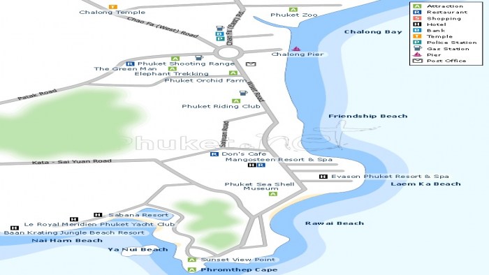 Map of Chalong, Rawai, Nai Harn Phuket Thailand - Phuket.Net