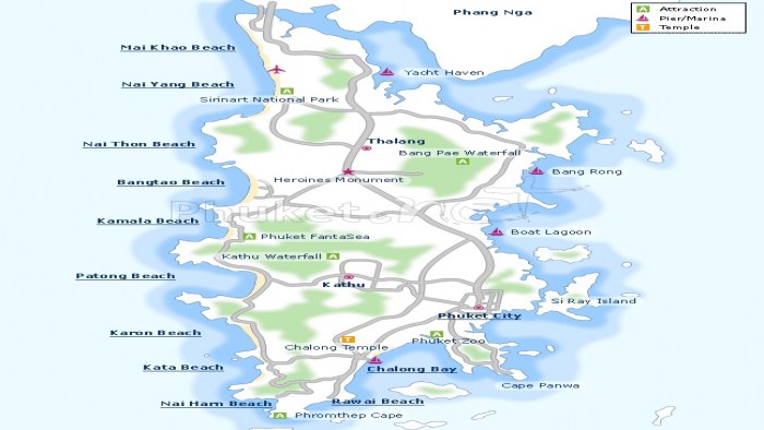 Map of Phuket Island, Thailand - Phuket.Net