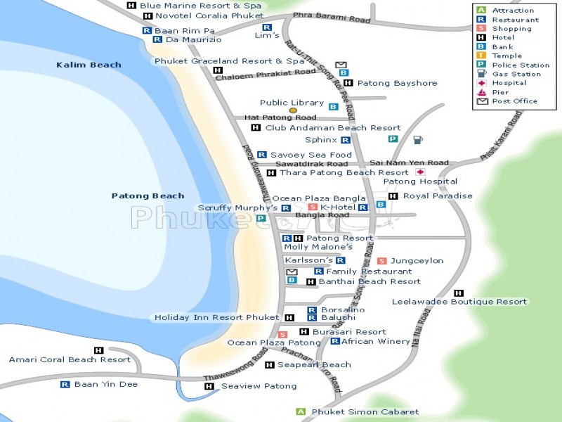 Map Of Patong Beach Et Thailand Net Patong Beach Map